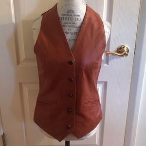 Genuine soft leather ladies vest, brown, size 8
